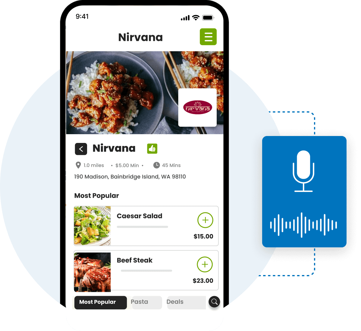 Voice ordering phone mockup