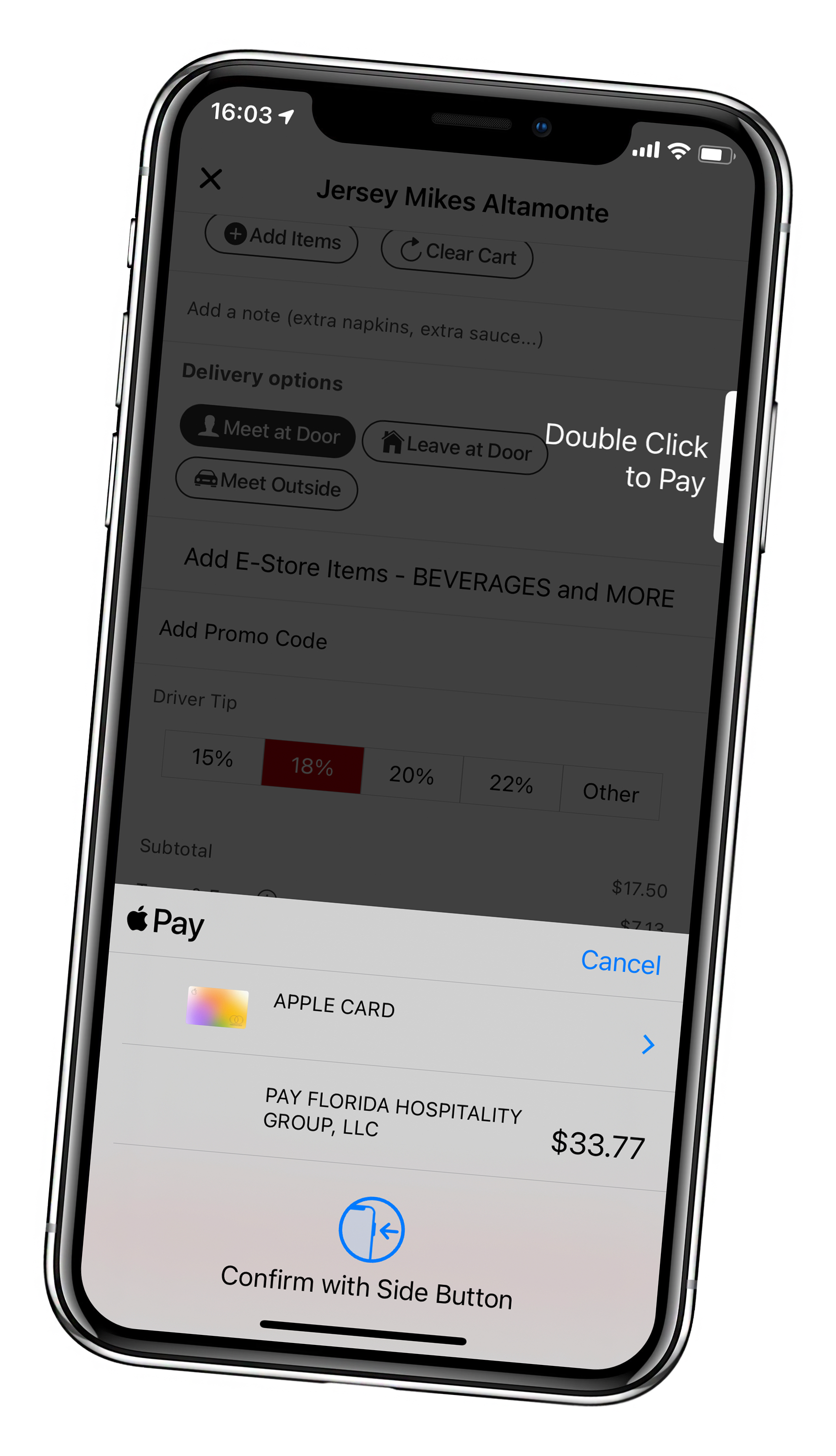 apple pay tilted right 5 degrees